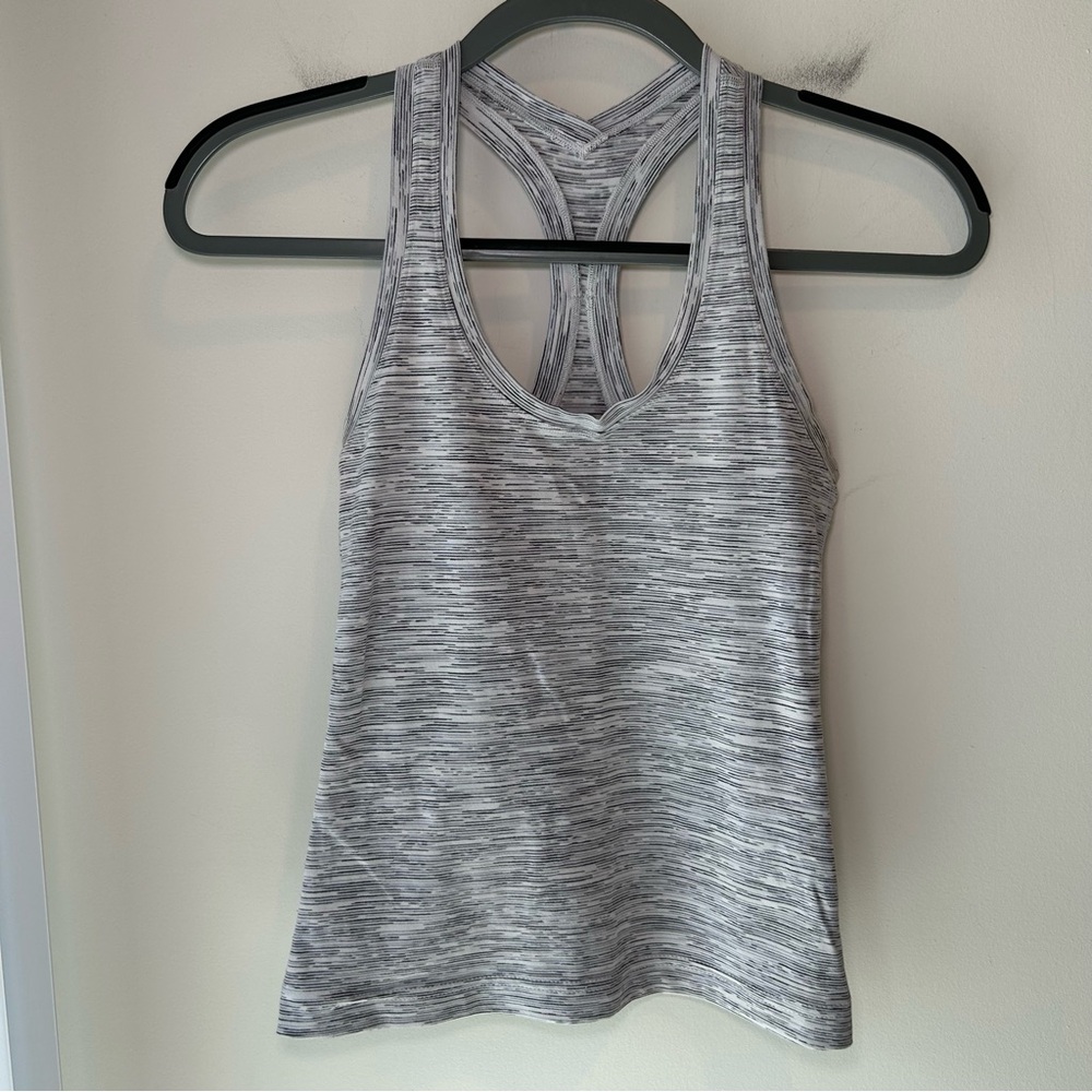 Lululemon Cool Racerback Short Tank Top White and Grey Size 4